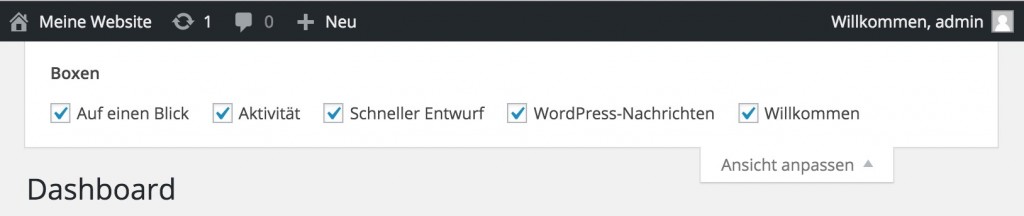 WordPress Dashboard Widgets anpassen