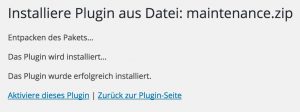 Nachricht nach dem Hochladen eines Plugins in WordPress
