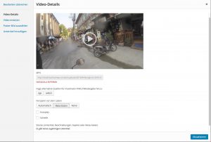 WordPress Dialogfenster für Video-Details