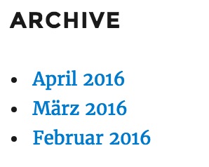 Archivwidget zeigt Monate
