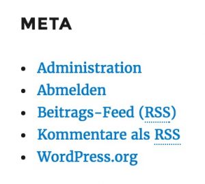 WordPress Meta Widget Darstellung