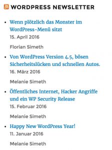 WordPress RSS-Widget im Frontend mit Autor und Datum