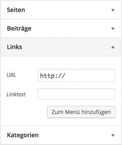 Link-Box zum Einfügen eines Links in WordPress