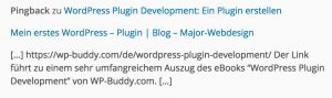 Beispiel eines Pingbacks als Kommentar in WordPress