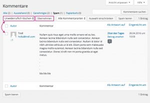 Spamkommentare löschen