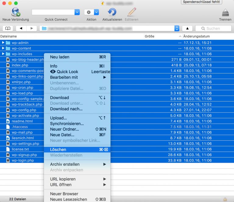 Zum Löschen markiert Online WordPress Kurs
