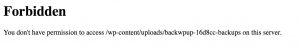 Browser-Fehlermeldung beim Aufruf eines Backup-Verzeichnisses