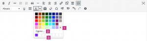 WordPress Werkzeugleiste mit Button zum Verändern der Schriftfarbe